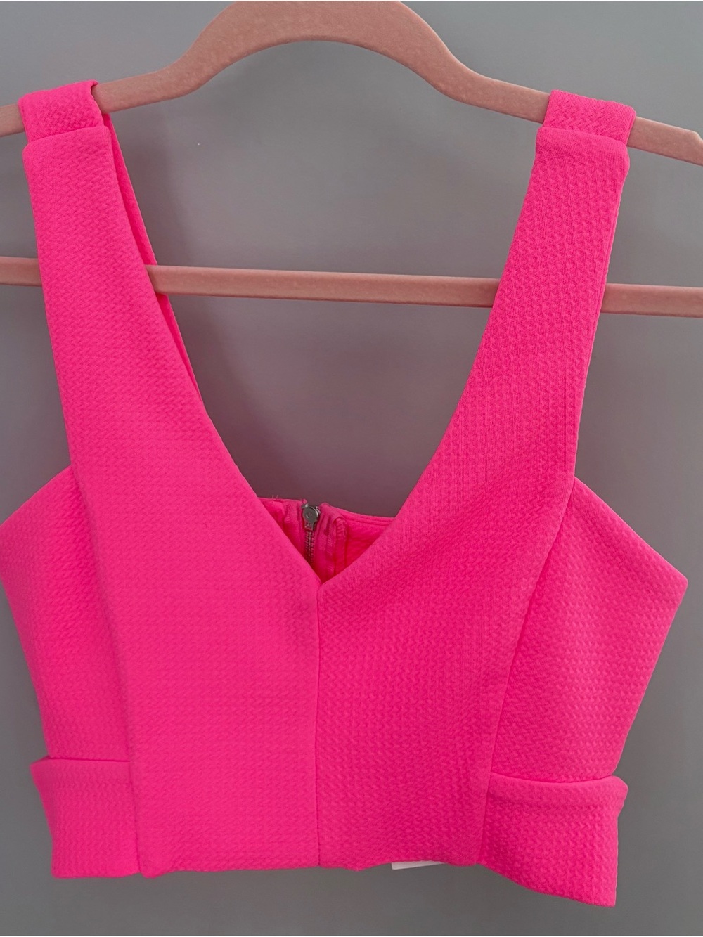 Bright Hot Pink Textured Crop Top